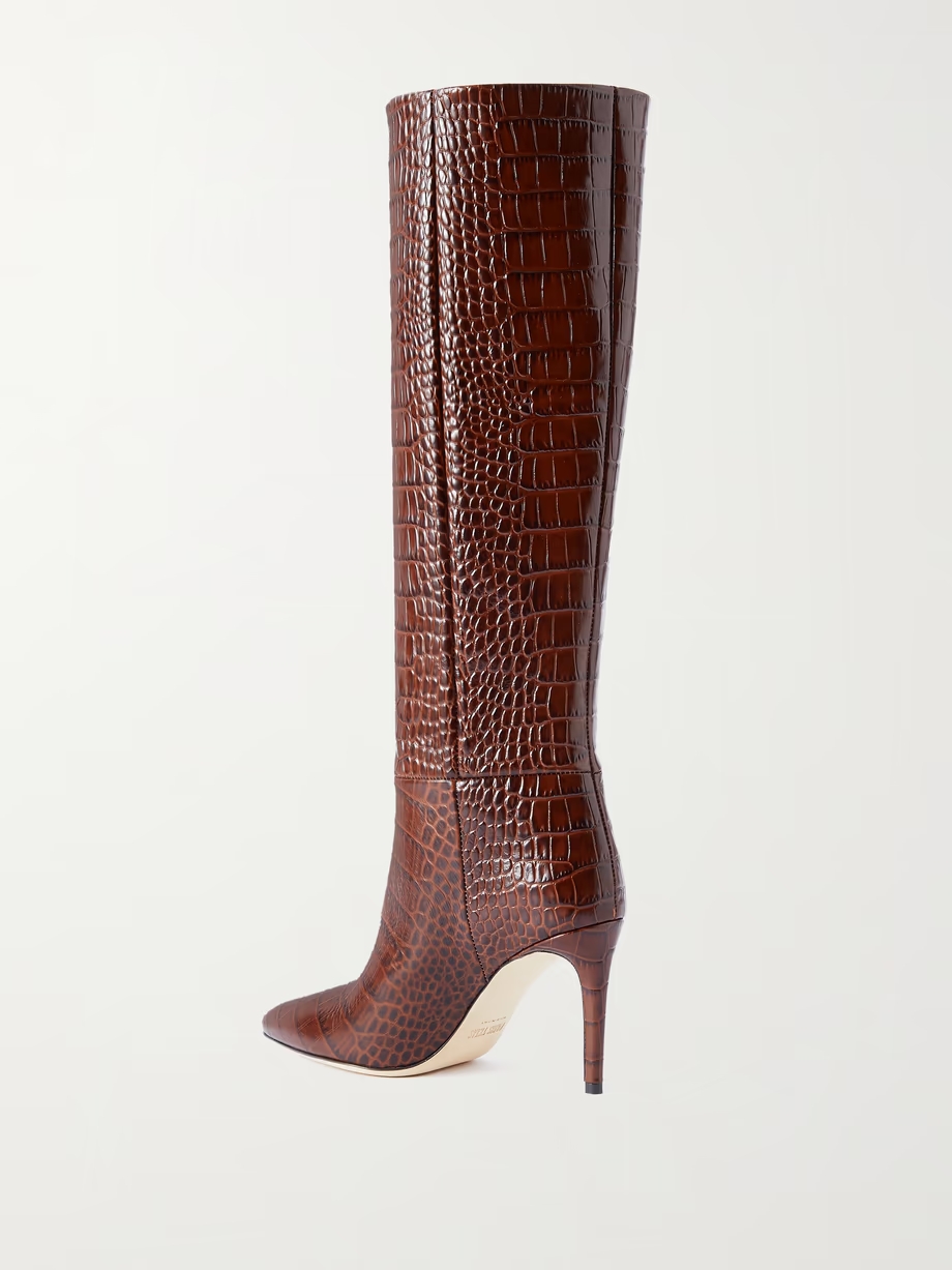 Stiletto croc-effect leather knee boots Stiletto croc-effect leather knee boots