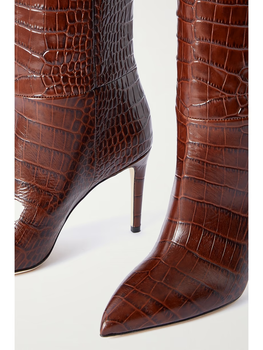 Stiletto croc-effect leather knee boots Stiletto croc-effect leather knee boots