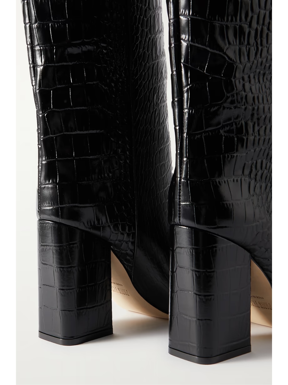 Anja croc-effect leather knee boots Anja croc-effect leather knee boots