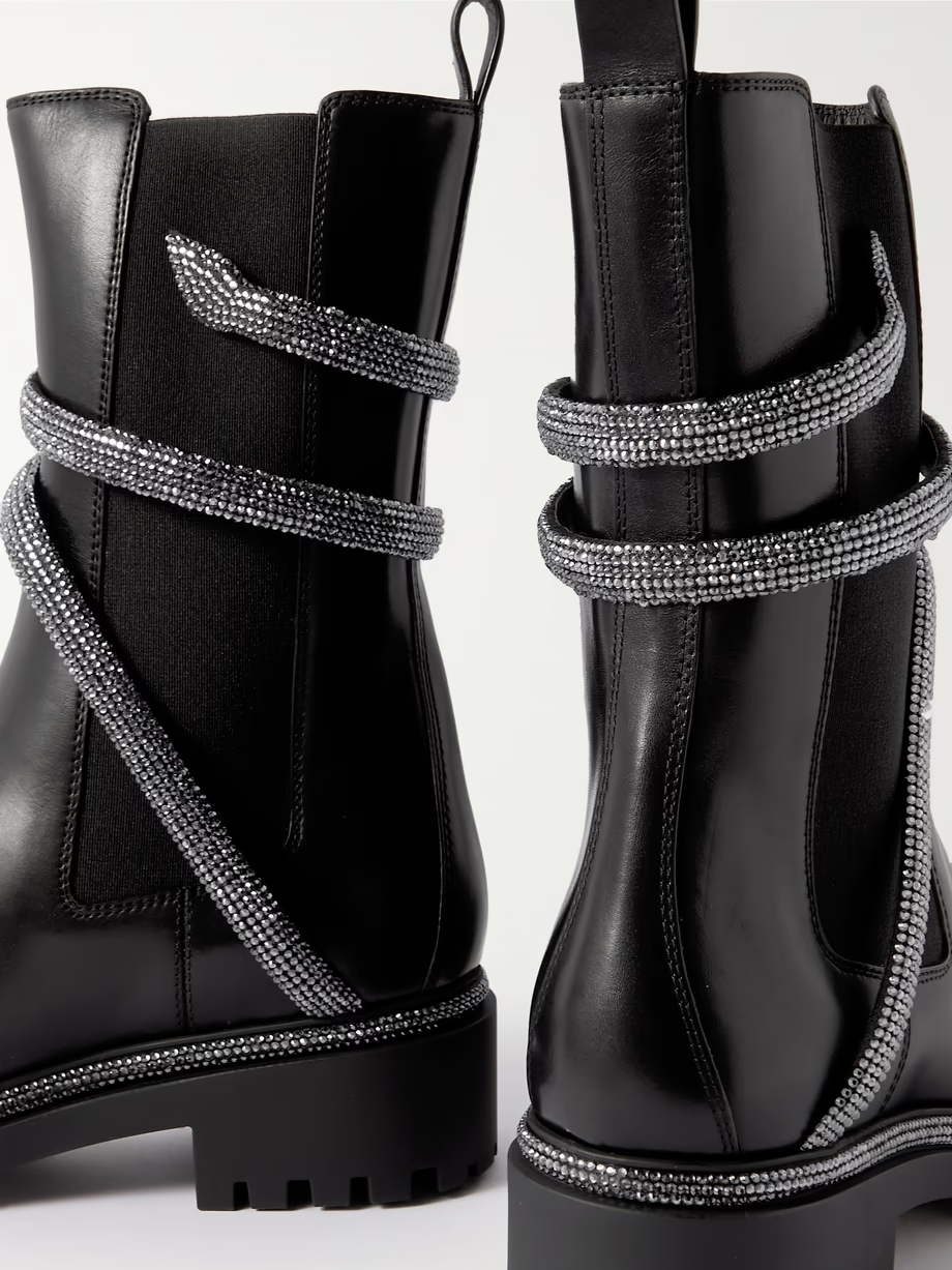 Cleo crystal-embellished leather Chelsea boots Cleo crystal-embellished leather Chelsea boots
