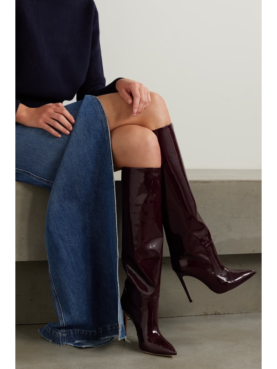 Stiletto patent-leather knee boots Stiletto patent-leather knee boots