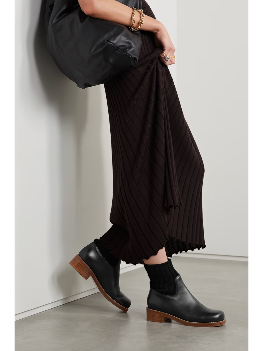 Hobbes ribbed cashmere-trimmed leather Chelsea boots Hobbes ribbed cashmere-trimmed leather Chelsea boots