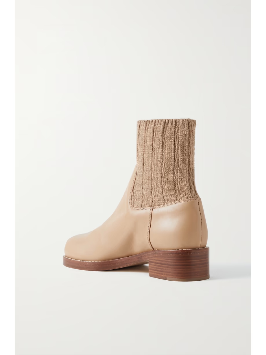 Hobbes ribbed cashmere-trimmed leather Chelsea boots Hobbes ribbed cashmere-trimmed leather Chelsea boots