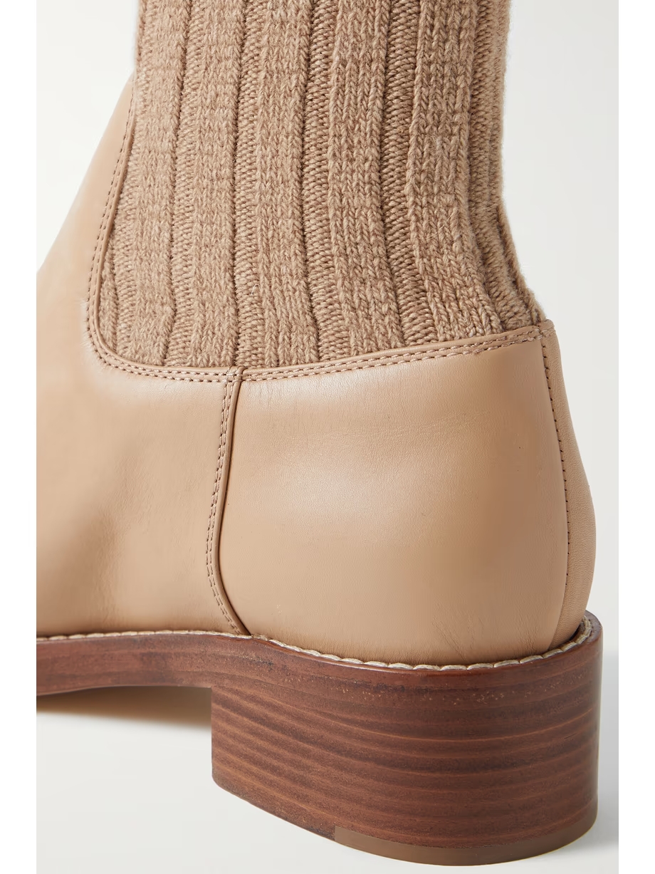 Hobbes ribbed cashmere-trimmed leather Chelsea boots Hobbes ribbed cashmere-trimmed leather Chelsea boots