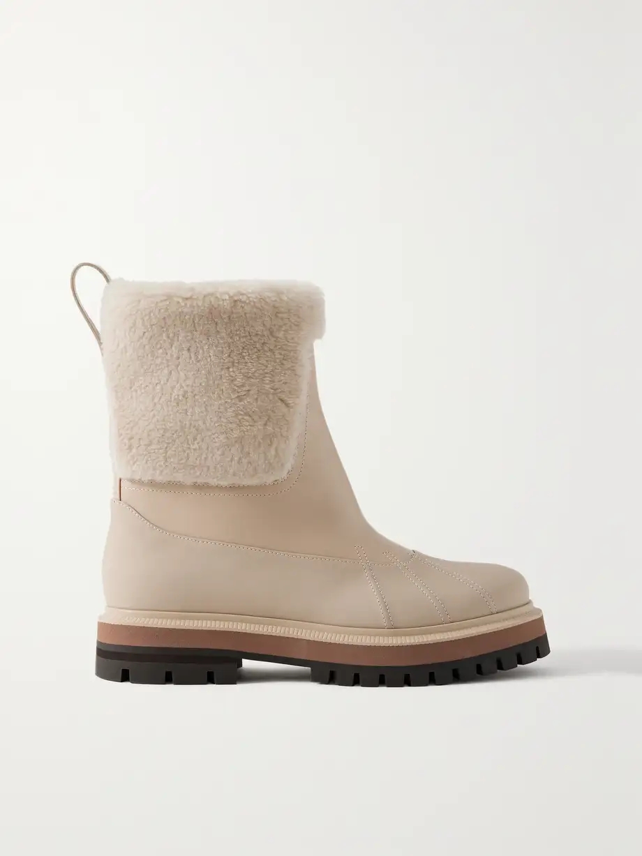 Regent cashmere and silk-blend and leather ankle boots Regent cashmere and silk-blend and leather ankle boots