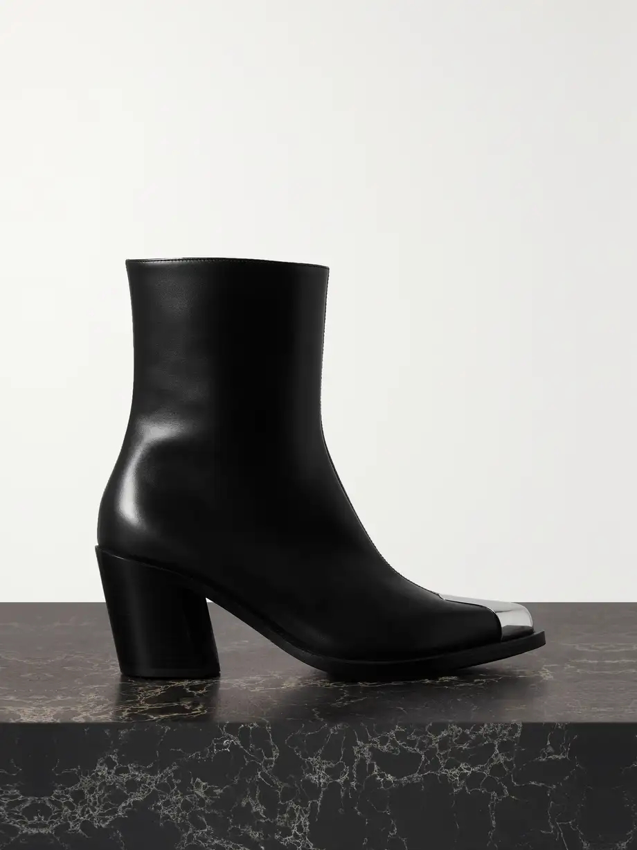 Punk embellished leather ankle boots Punk embellished leather ankle boots