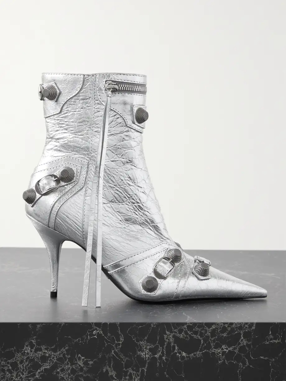 Le Cagole studded crinkled-leather ankle boots Le Cagole studded crinkled-leather ankle boots