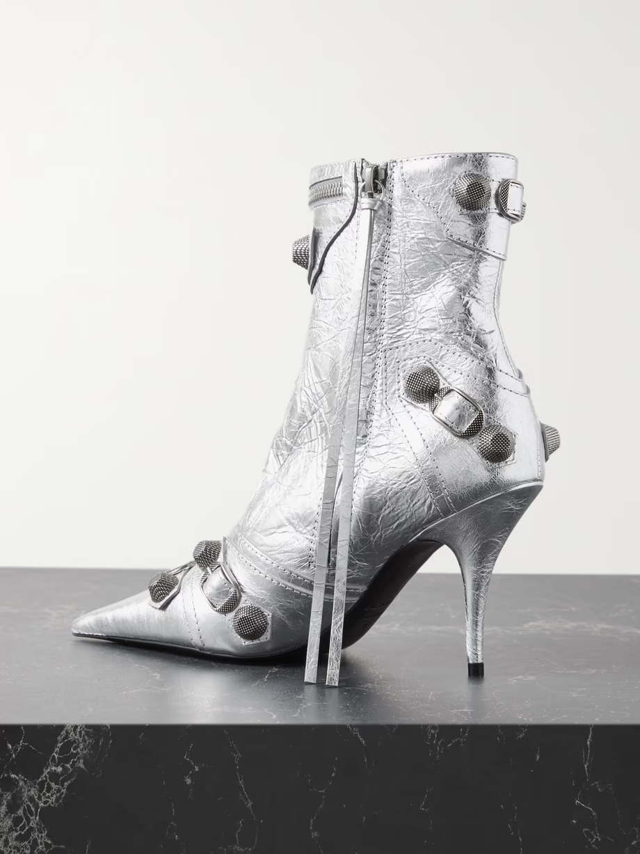Le Cagole studded crinkled-leather ankle boots Le Cagole studded crinkled-leather ankle boots