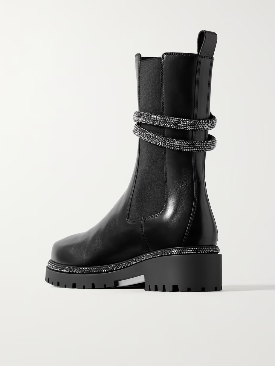 Cleo crystal-embellished leather Chelsea boots Cleo crystal-embellished leather Chelsea boots