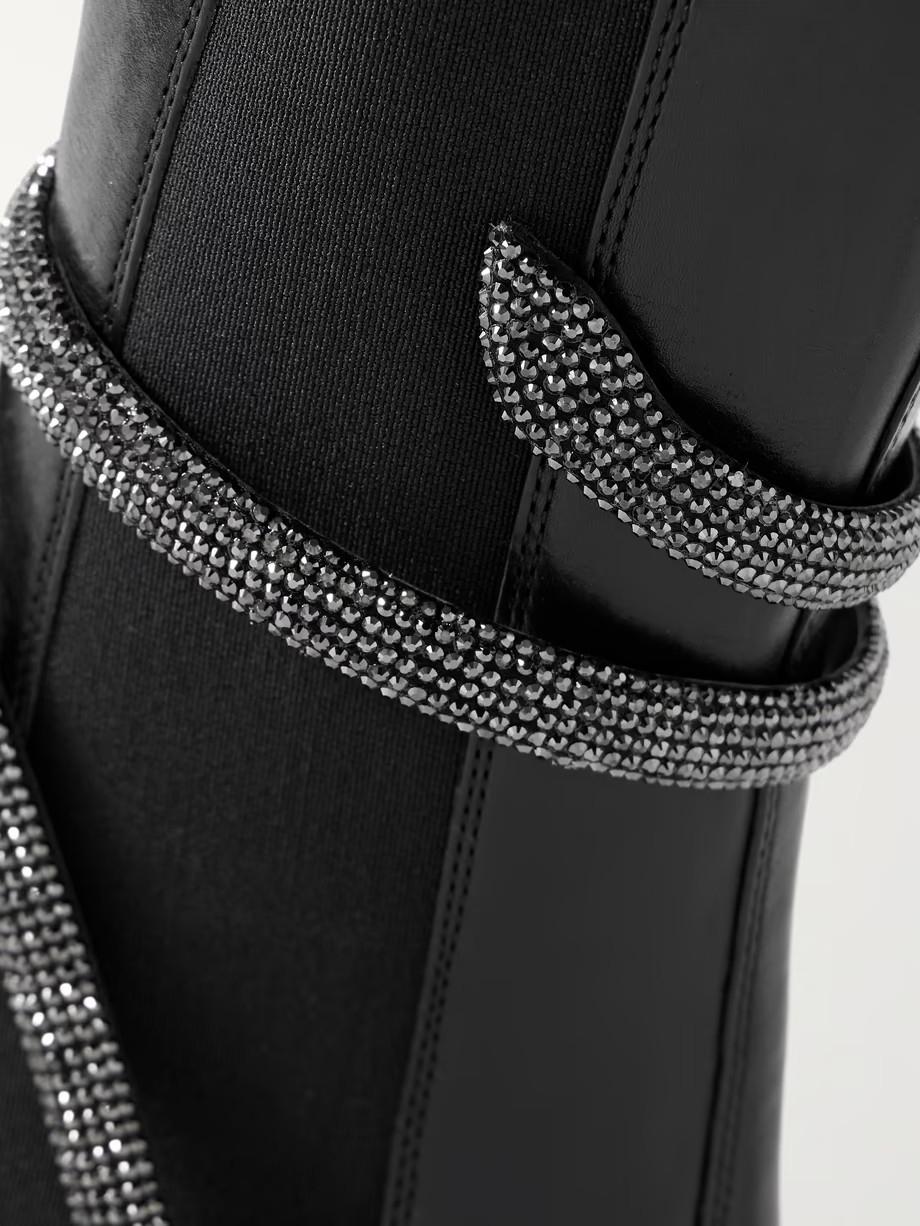 Cleo crystal-embellished leather Chelsea boots Cleo crystal-embellished leather Chelsea boots