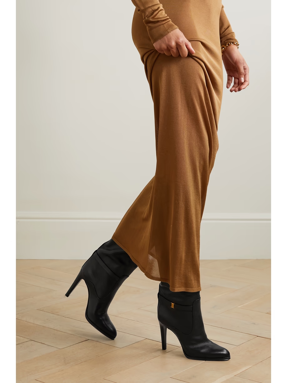 Diane logo-embellished leather knee boots Diane logo-embellished leather knee boots