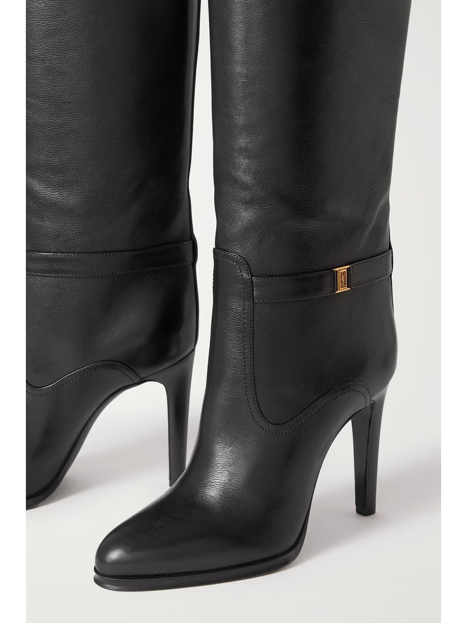 Diane logo-embellished leather knee boots Diane logo-embellished leather knee boots