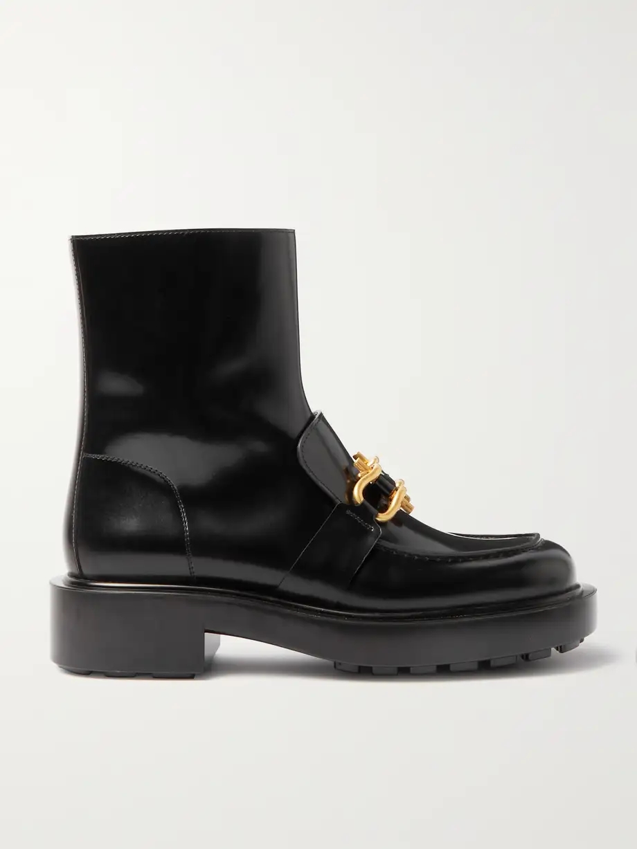 Embellished glossed-leather ankle boots Embellished glossed-leather ankle boots