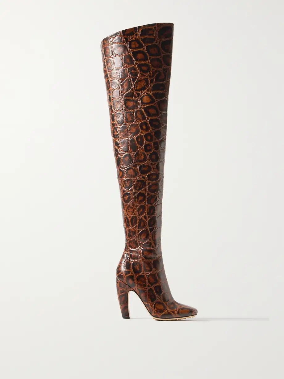 Canalazzo croc-effect leather over-the-knee boots Canalazzo croc-effect leather over-the-knee boots