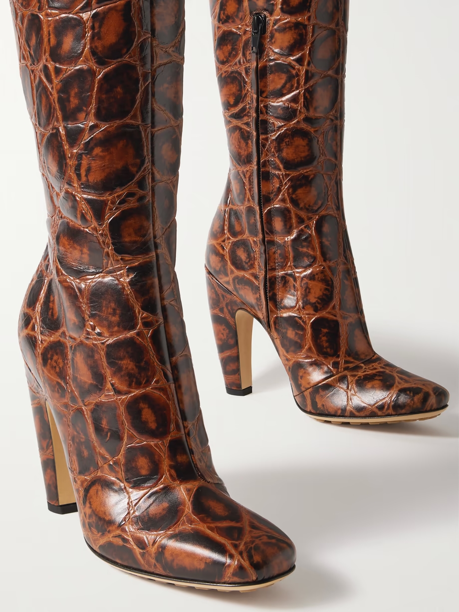 Canalazzo croc-effect leather over-the-knee boots Canalazzo croc-effect leather over-the-knee boots