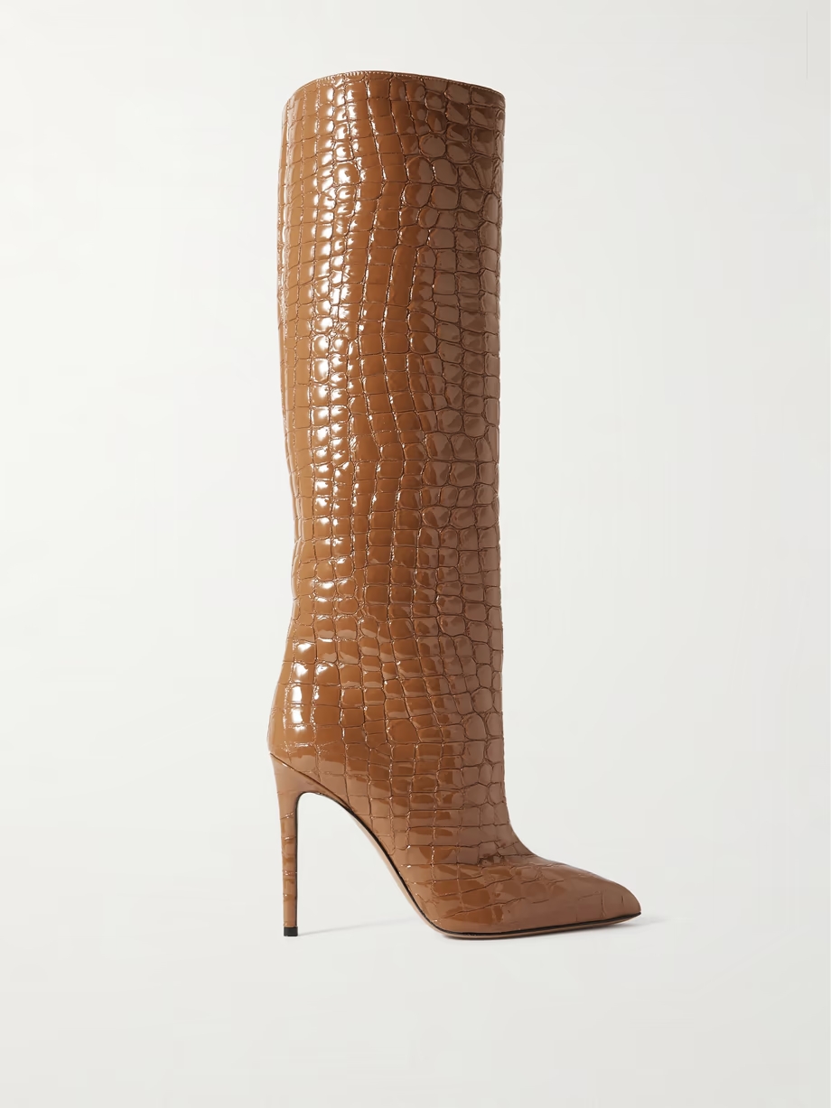 Croc-effect leather knee boots Croc-effect leather knee boots