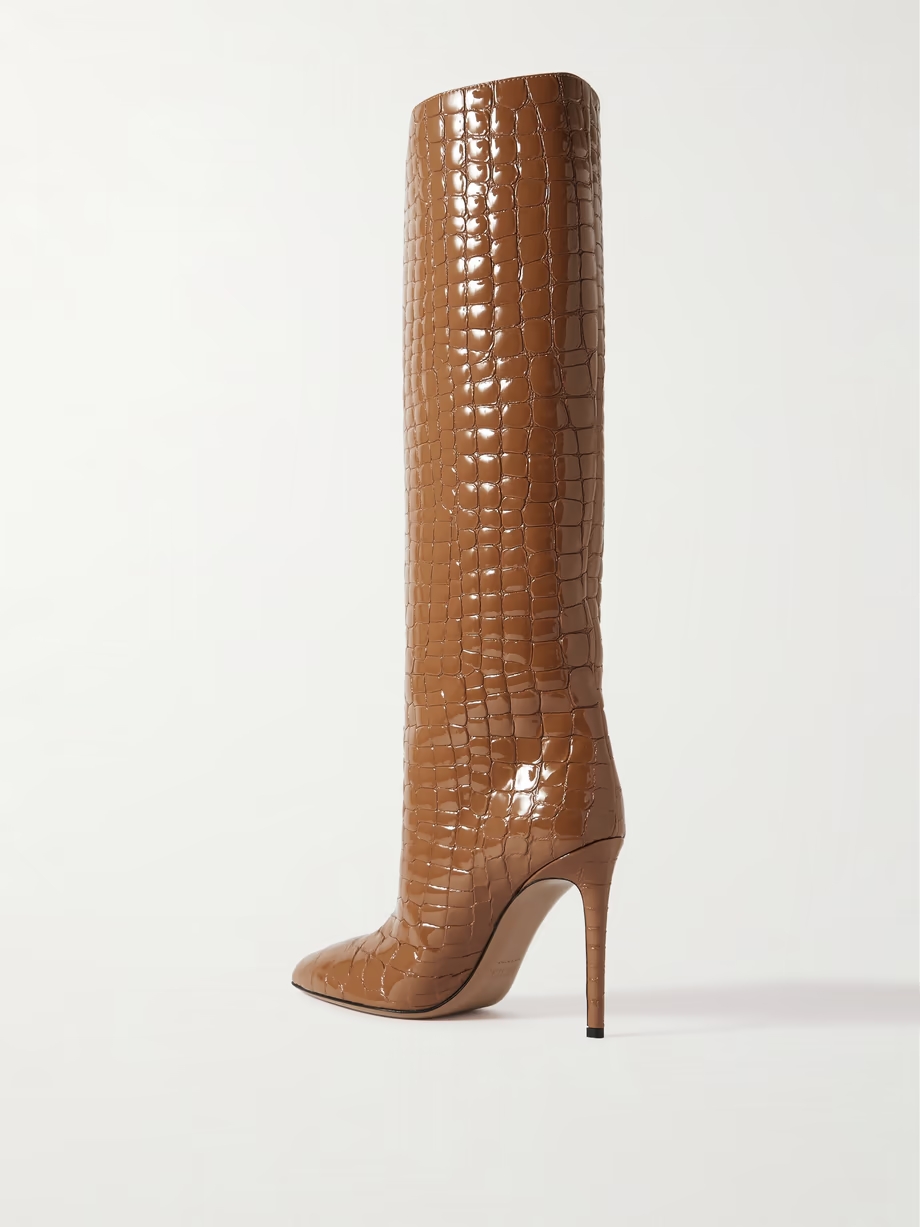 Croc-effect leather knee boots Croc-effect leather knee boots
