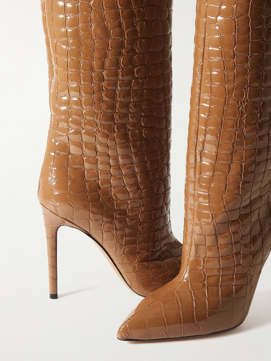 Croc-effect leather knee boots Croc-effect leather knee boots