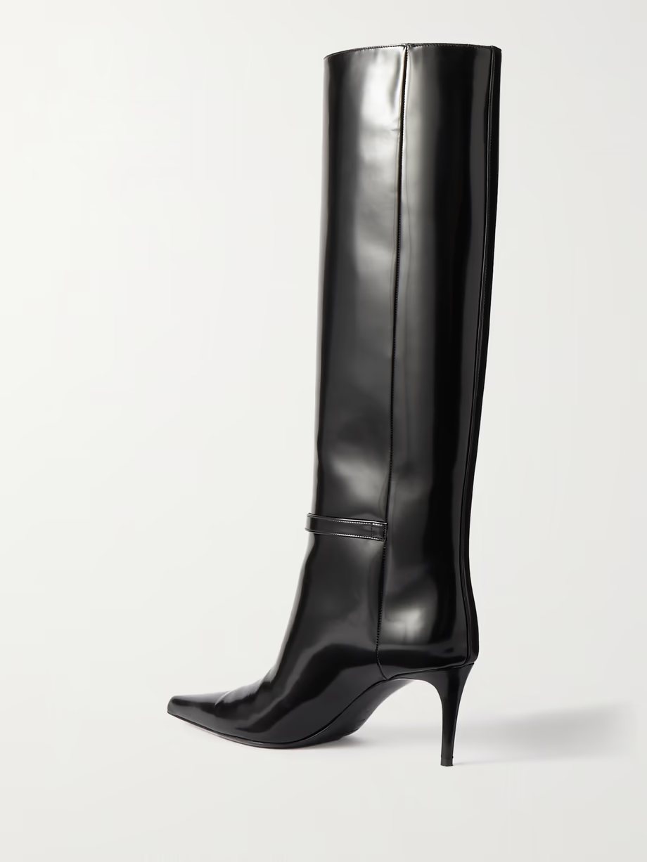 Lee buckled glossed-leather knee boots Lee buckled glossed-leather knee boots