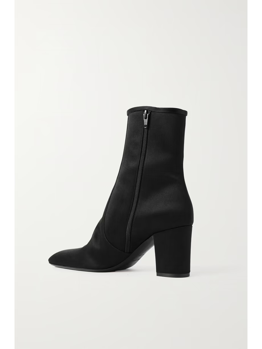 Betty buckle-embellished leather-trimmed satin ankle boots Betty buckle-embellished leather-trimmed satin ankle boots
