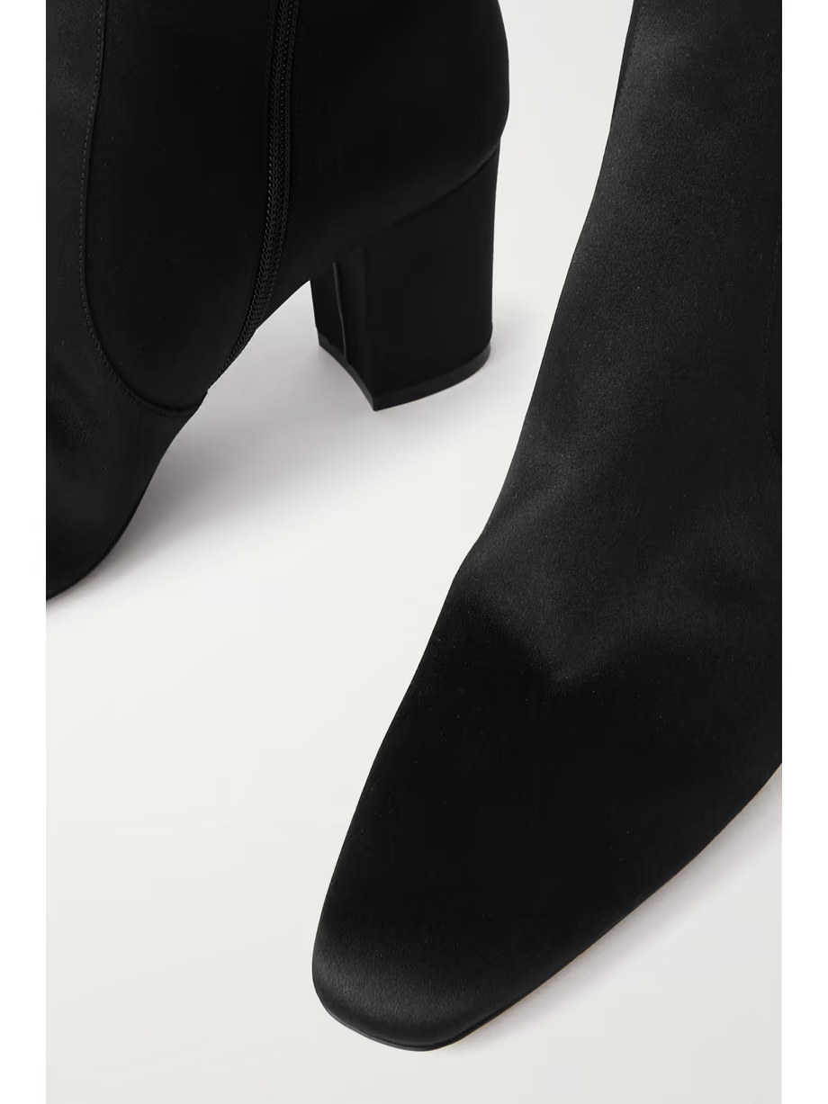 Betty buckle-embellished leather-trimmed satin ankle boots Betty buckle-embellished leather-trimmed satin ankle boots
