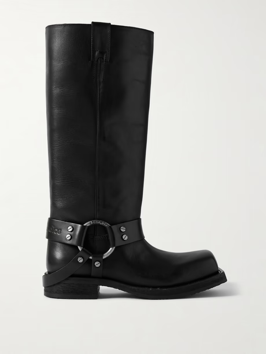 + NET SUSTAIN embellished leather knee boots + NET SUSTAIN embellished leather knee boots