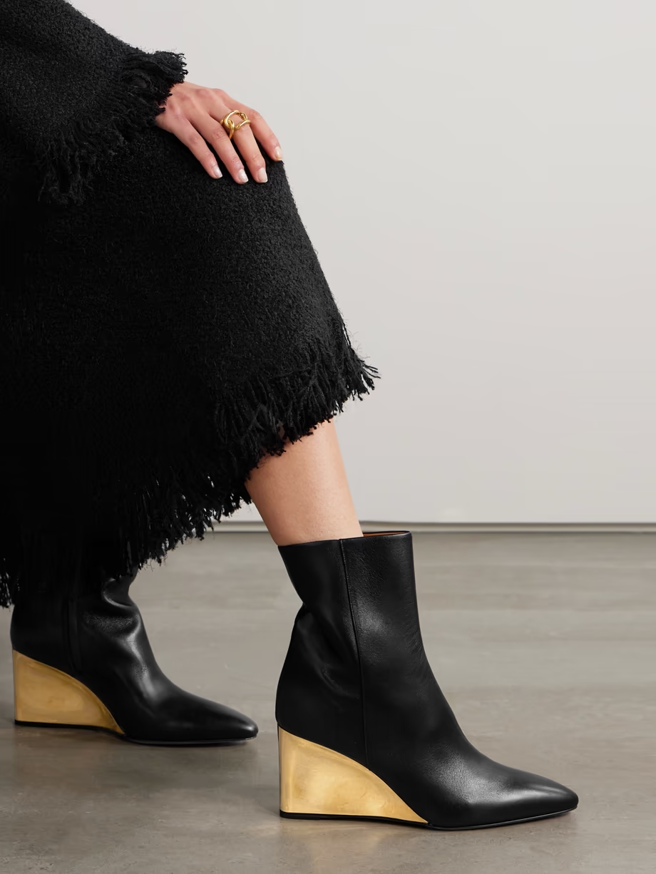 + NET SUSTAIN Rebecca leather wedge ankle boots + NET SUSTAIN Rebecca leather wedge ankle boots