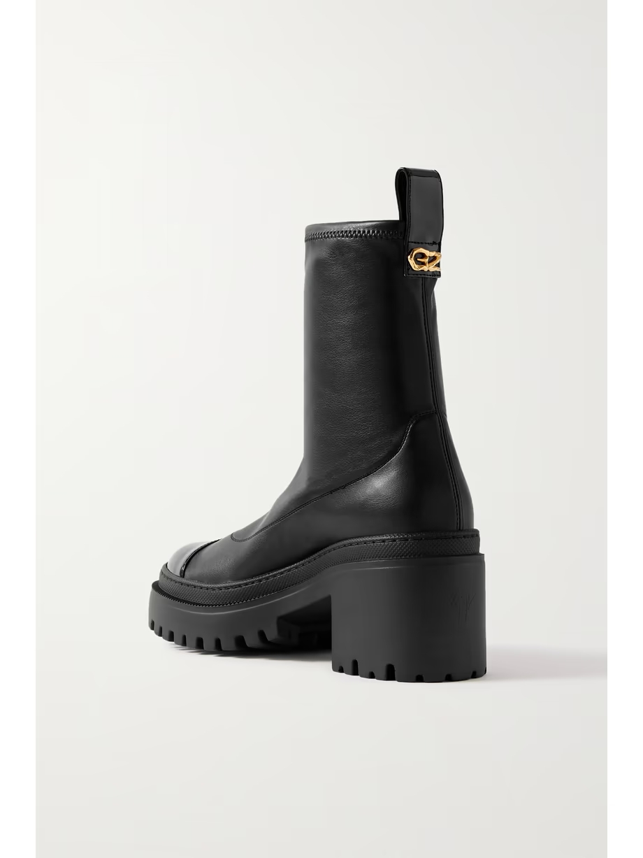 Cantadora embellished patent-trimmed leather ankle boots Cantadora embellished patent-trimmed leather ankle boots