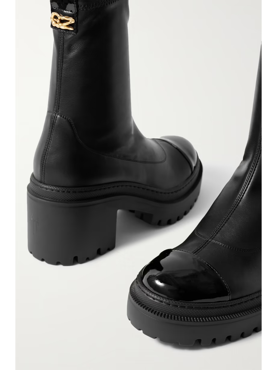 Cantadora embellished patent-trimmed leather ankle boots Cantadora embellished patent-trimmed leather ankle boots