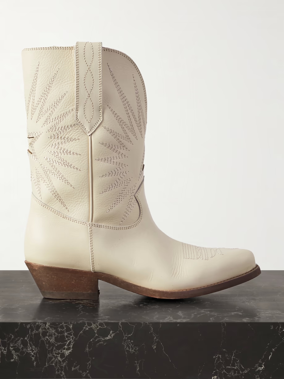 Low Wish Star embroidered leather cowboy boots Low Wish Star embroidered leather cowboy boots