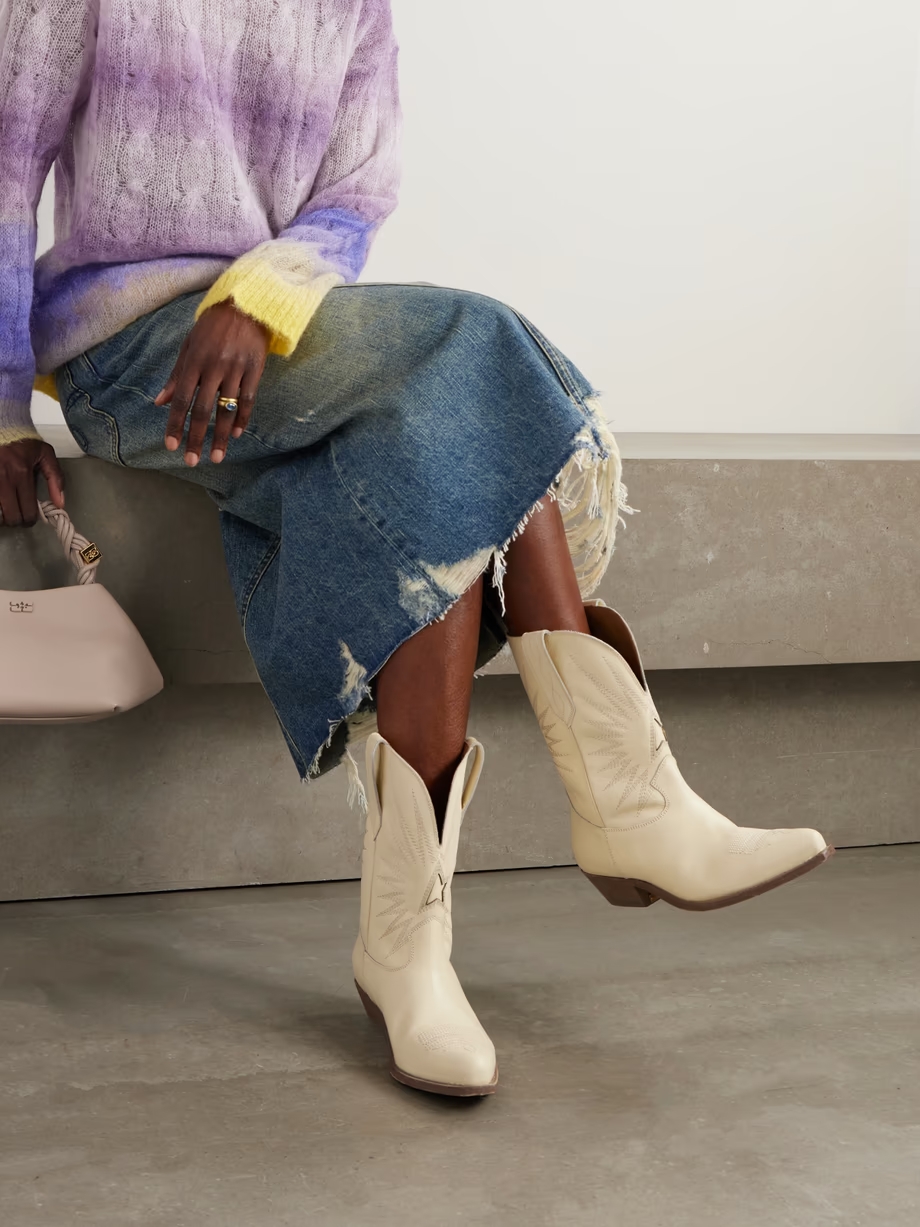 Low Wish Star embroidered leather cowboy boots Low Wish Star embroidered leather cowboy boots