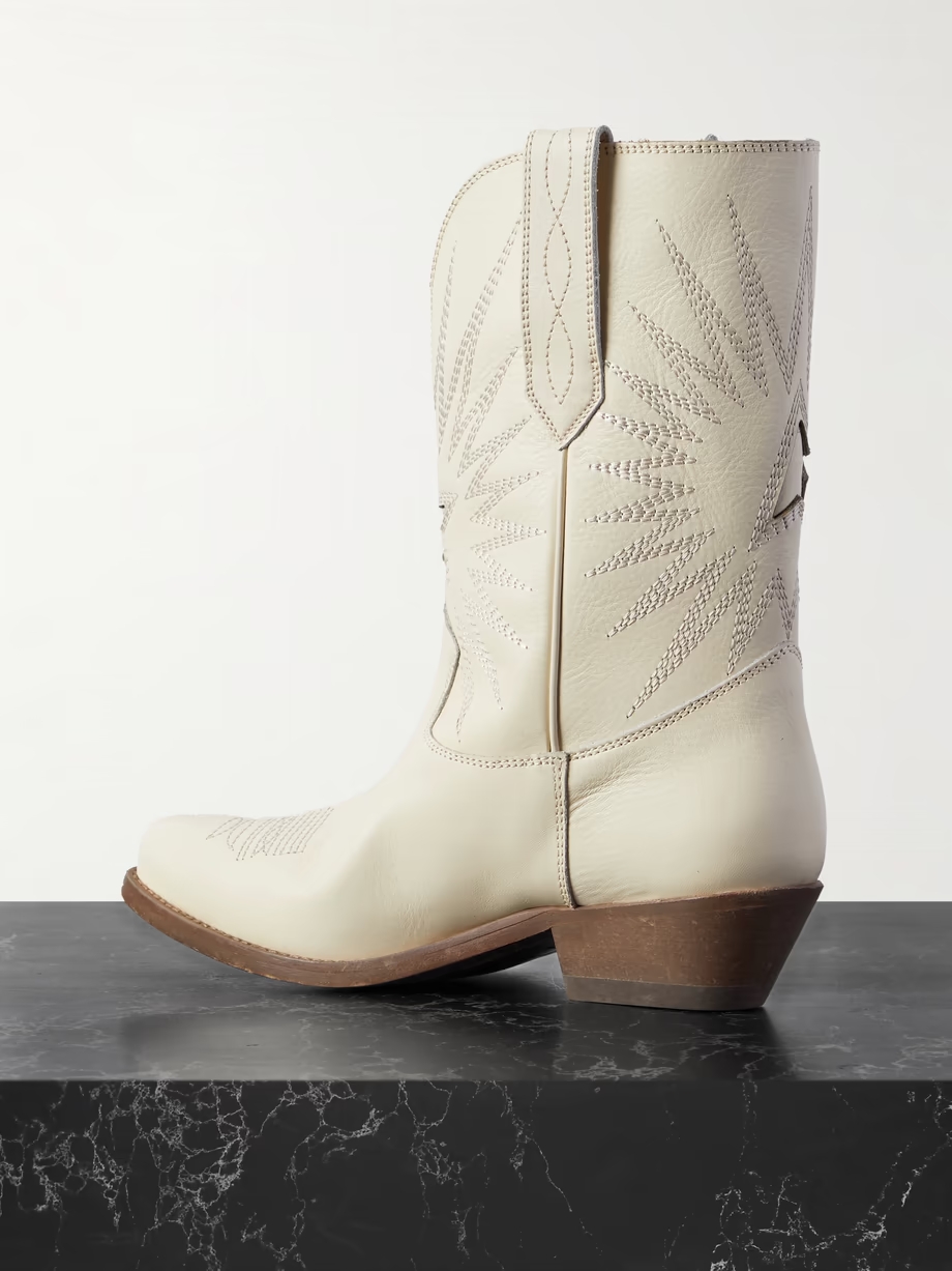 Low Wish Star embroidered leather cowboy boots Low Wish Star embroidered leather cowboy boots