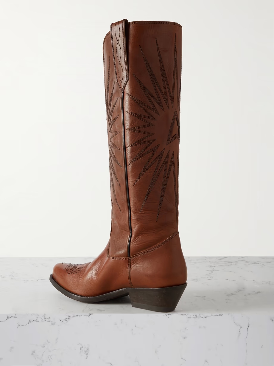 Wish Star embroidered leather cowboy boots Wish Star embroidered leather cowboy boots