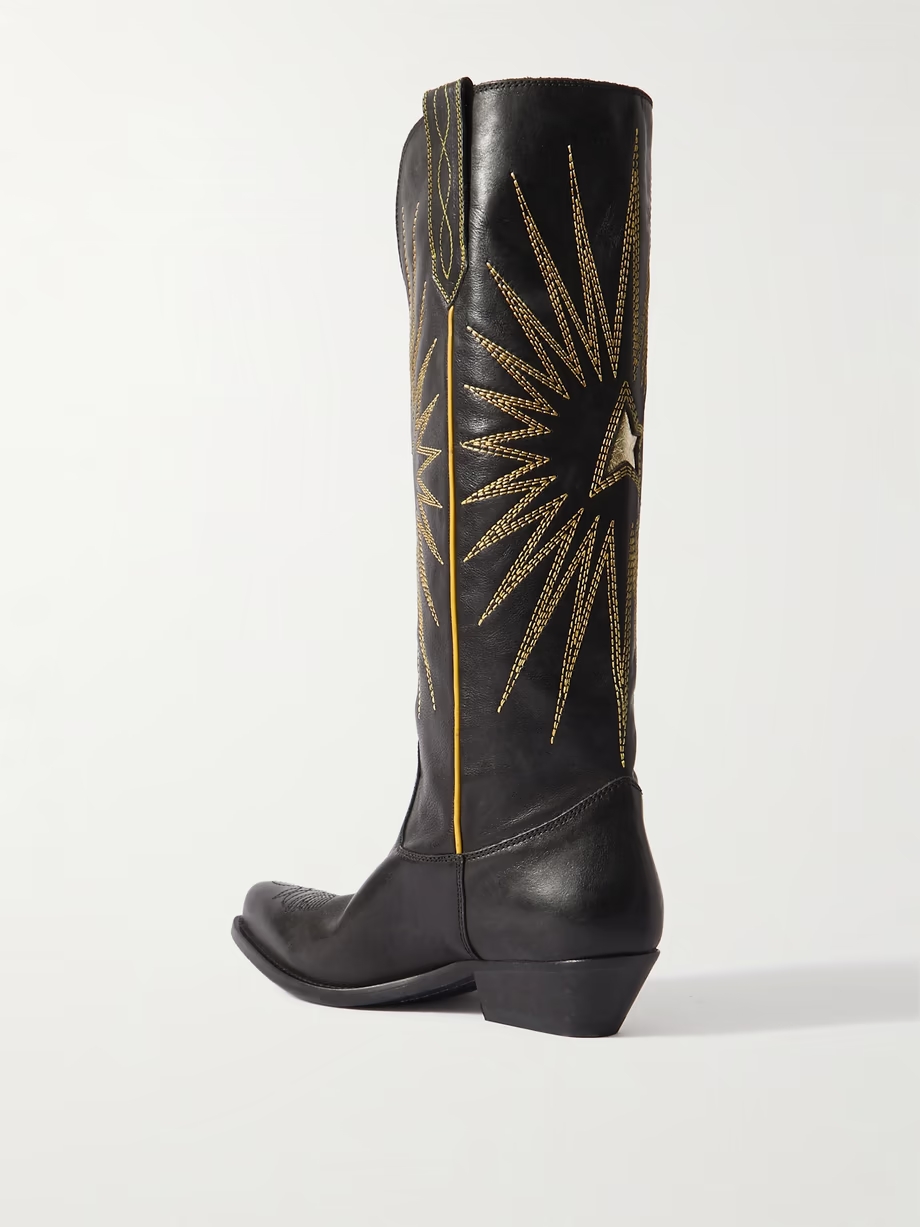 Wish Star embroidered distressed leather cowboy boots Wish Star embroidered distressed leather cowboy boots