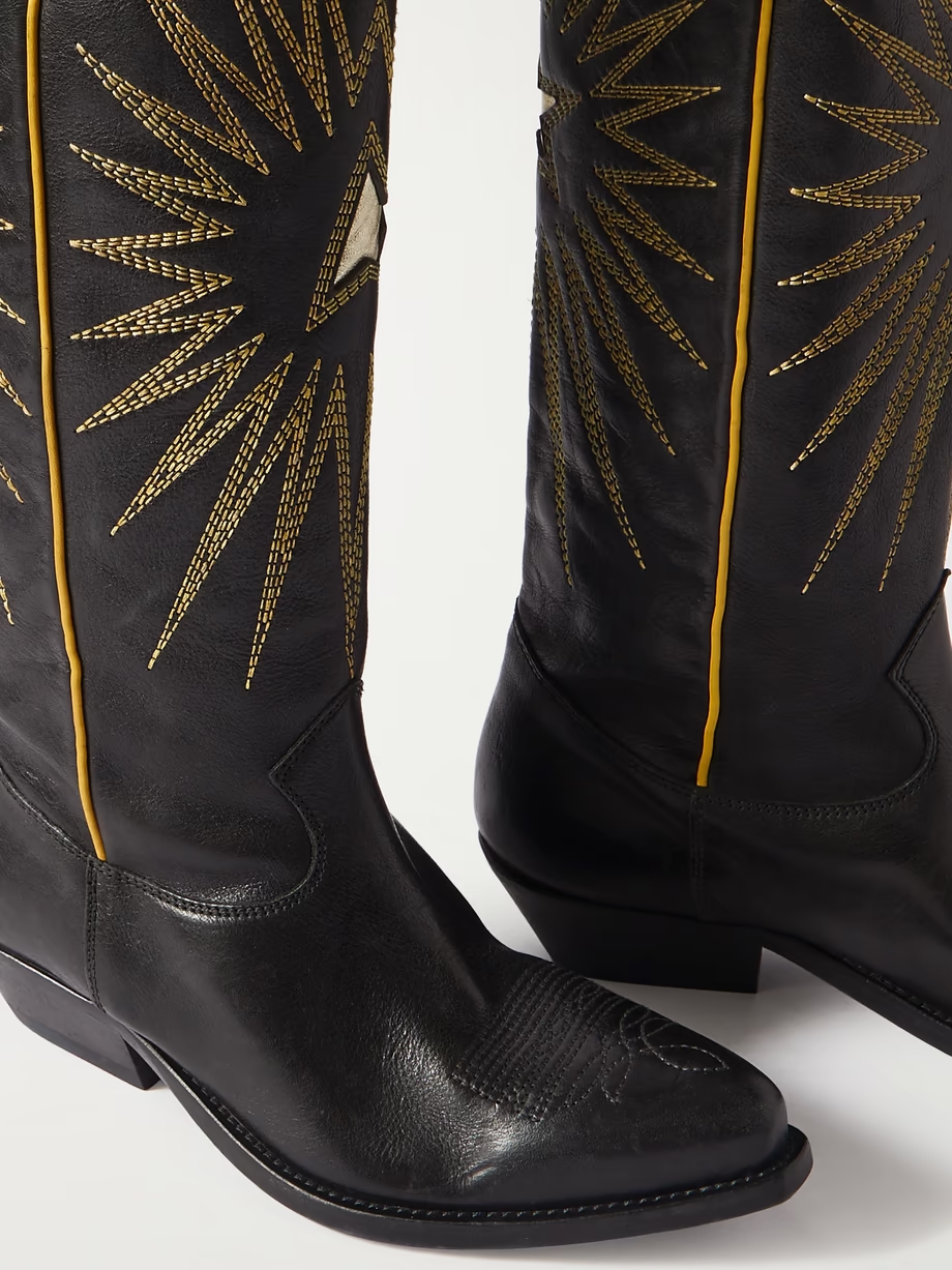 Wish Star embroidered distressed leather cowboy boots Wish Star embroidered distressed leather cowboy boots