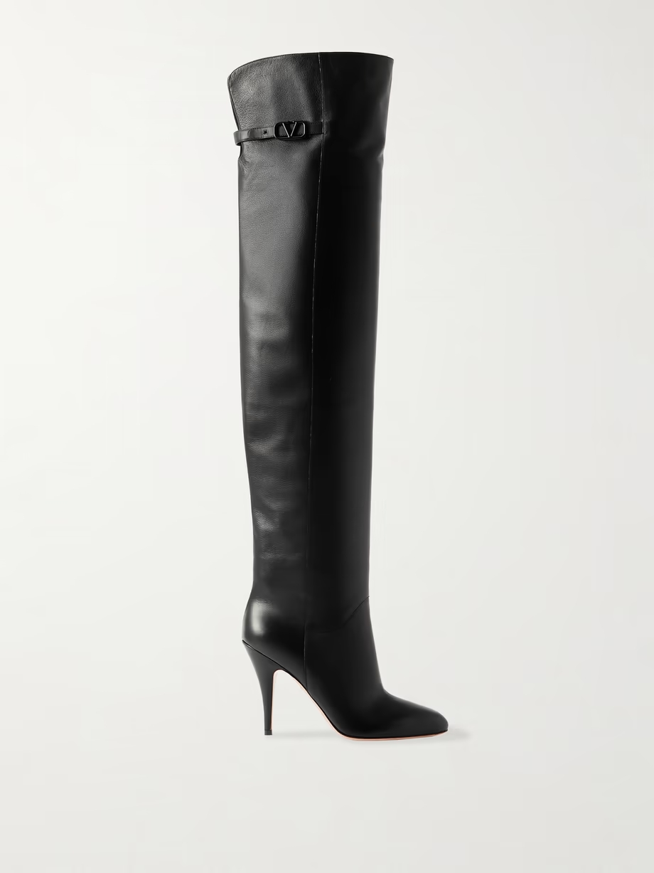 105 buckle-embellished leather over-the-knee boots 105 buckle-embellished leather over-the-knee boots