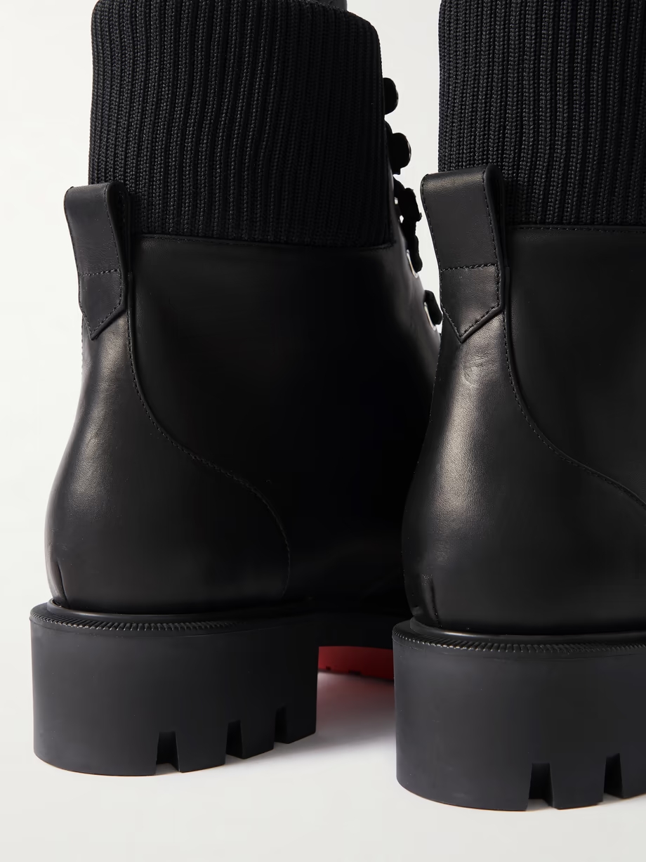 En Hiver Lug 40 ribbed knit-trimmed leather ankle boots En Hiver Lug 40 ribbed knit-trimmed leather ankle boots