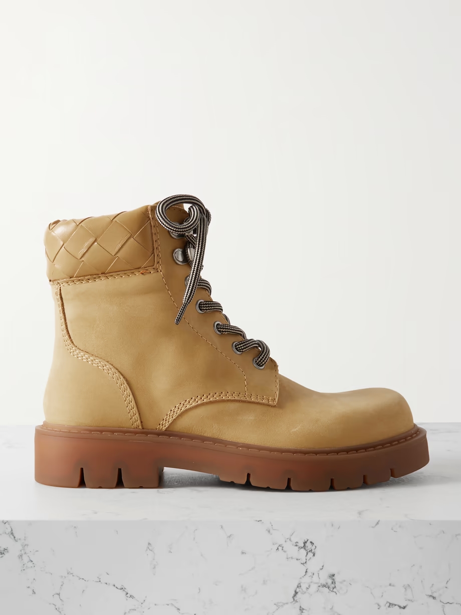 Haddock intrecciato leather-trimmed nubuck ankle boots Haddock intrecciato leather-trimmed nubuck ankle boots
