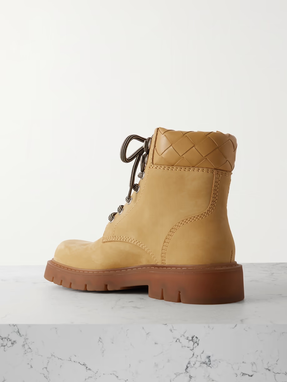 Haddock intrecciato leather-trimmed nubuck ankle boots Haddock intrecciato leather-trimmed nubuck ankle boots