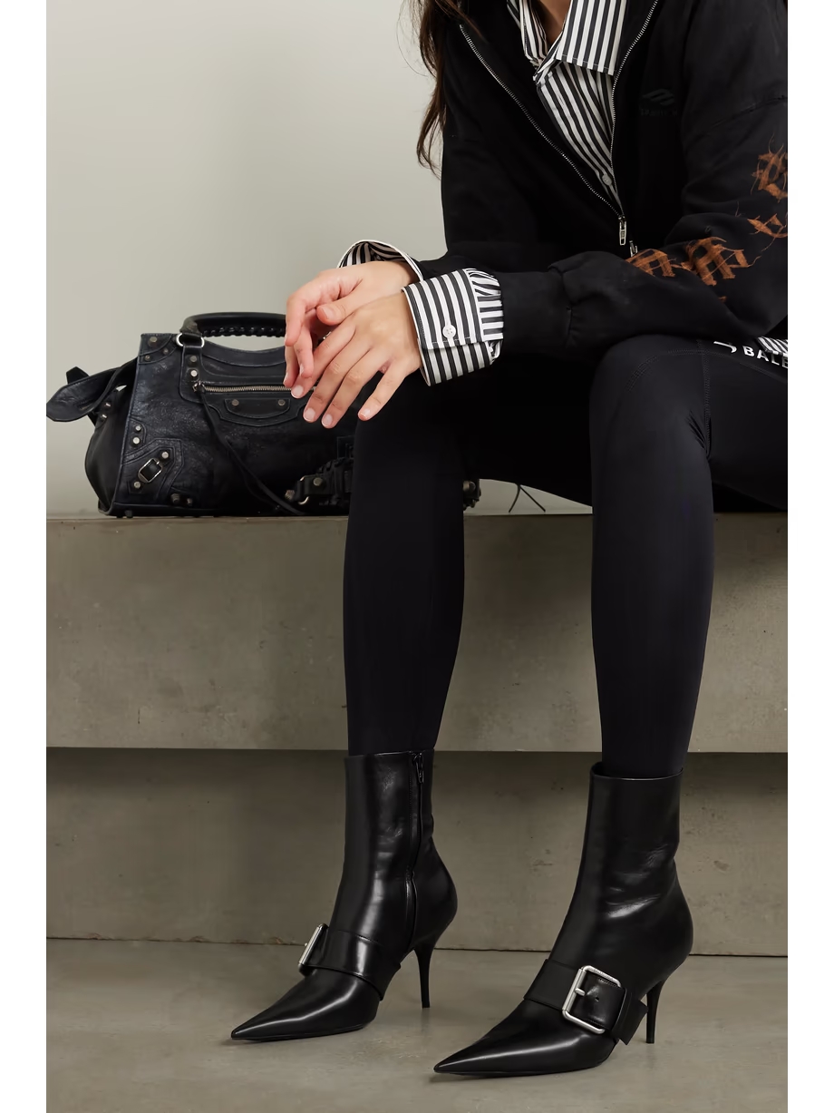 Knife buckled leather ankle boots Knife buckled leather ankle boots