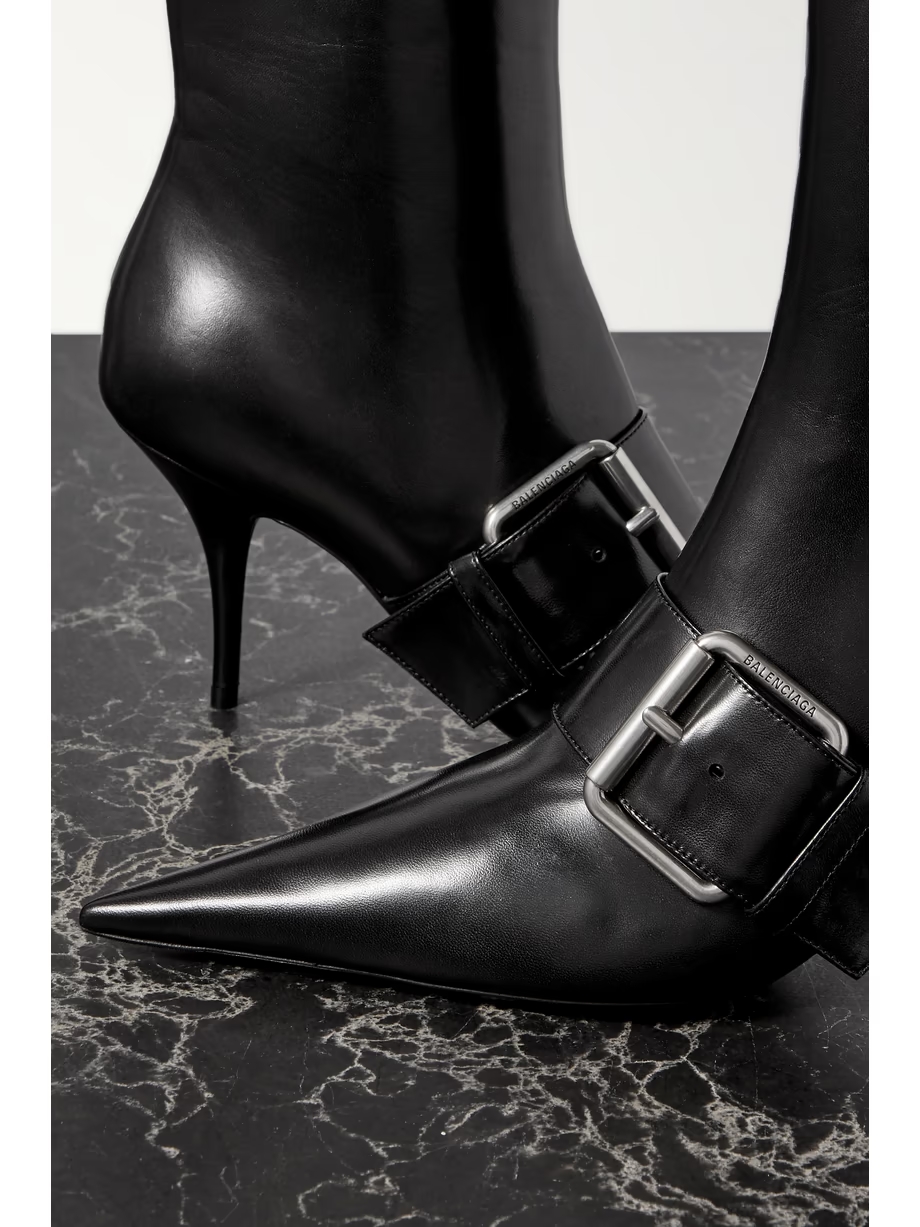 Knife buckled leather ankle boots Knife buckled leather ankle boots