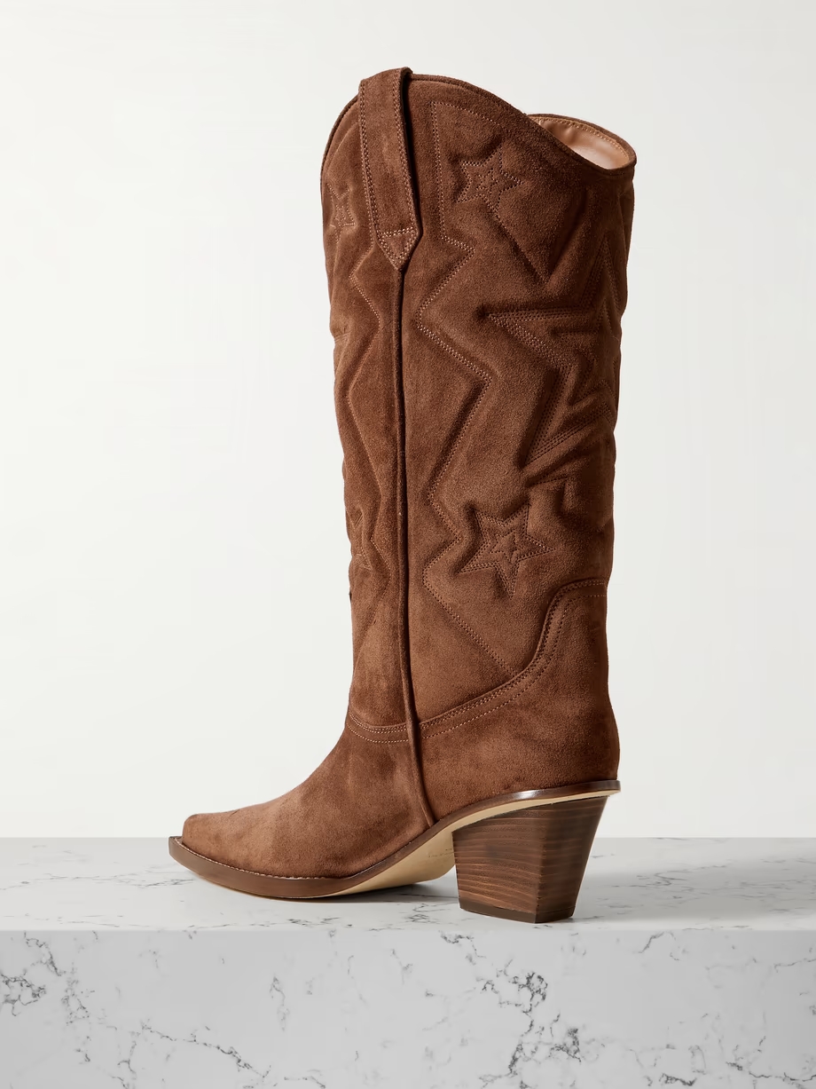 Texas Star embroidered debossed suede cowboy boots Texas Star embroidered debossed suede cowboy boots