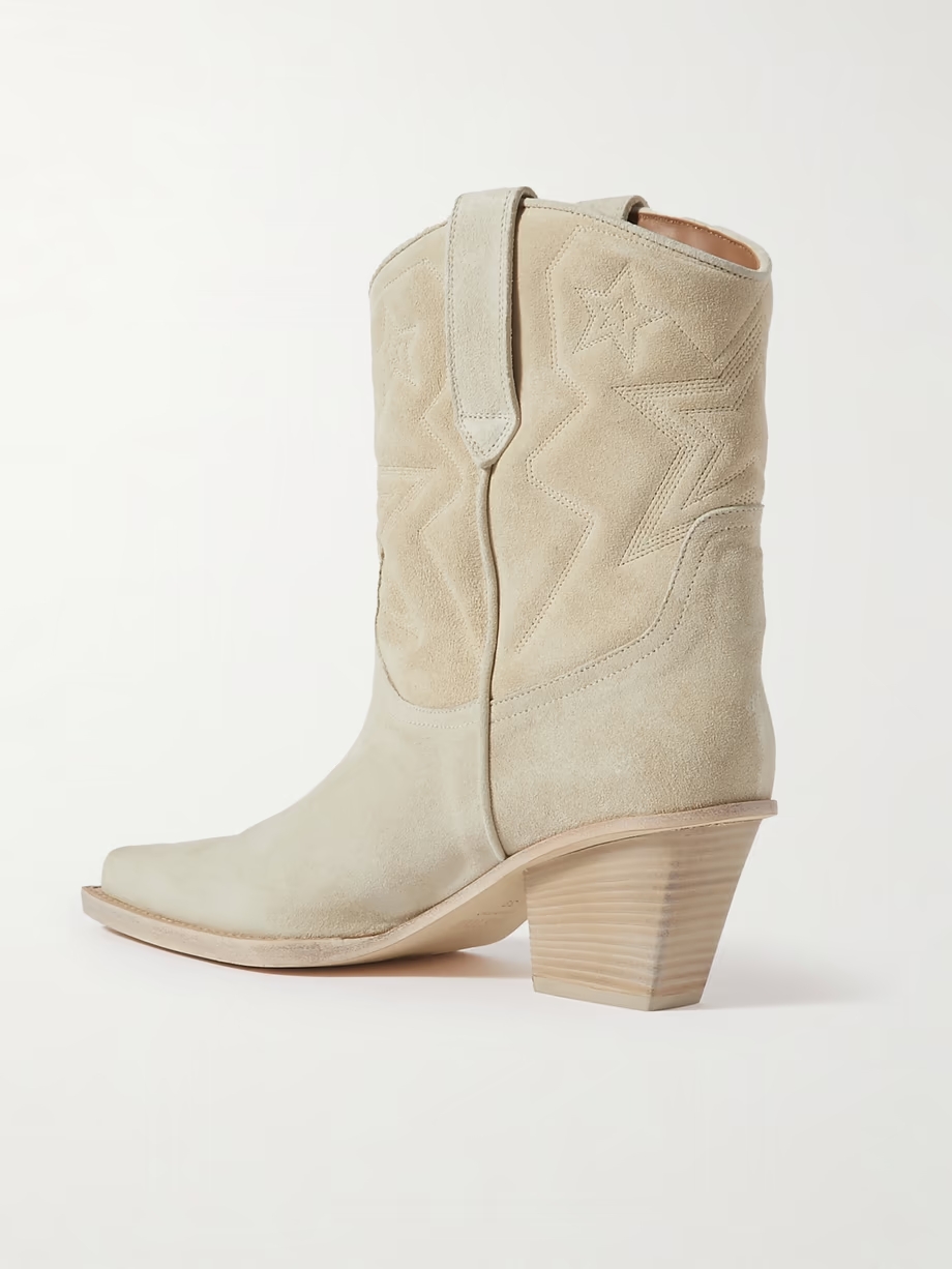 Texas Star embroidered debossed suede ankle boots Texas Star embroidered debossed suede ankle boots