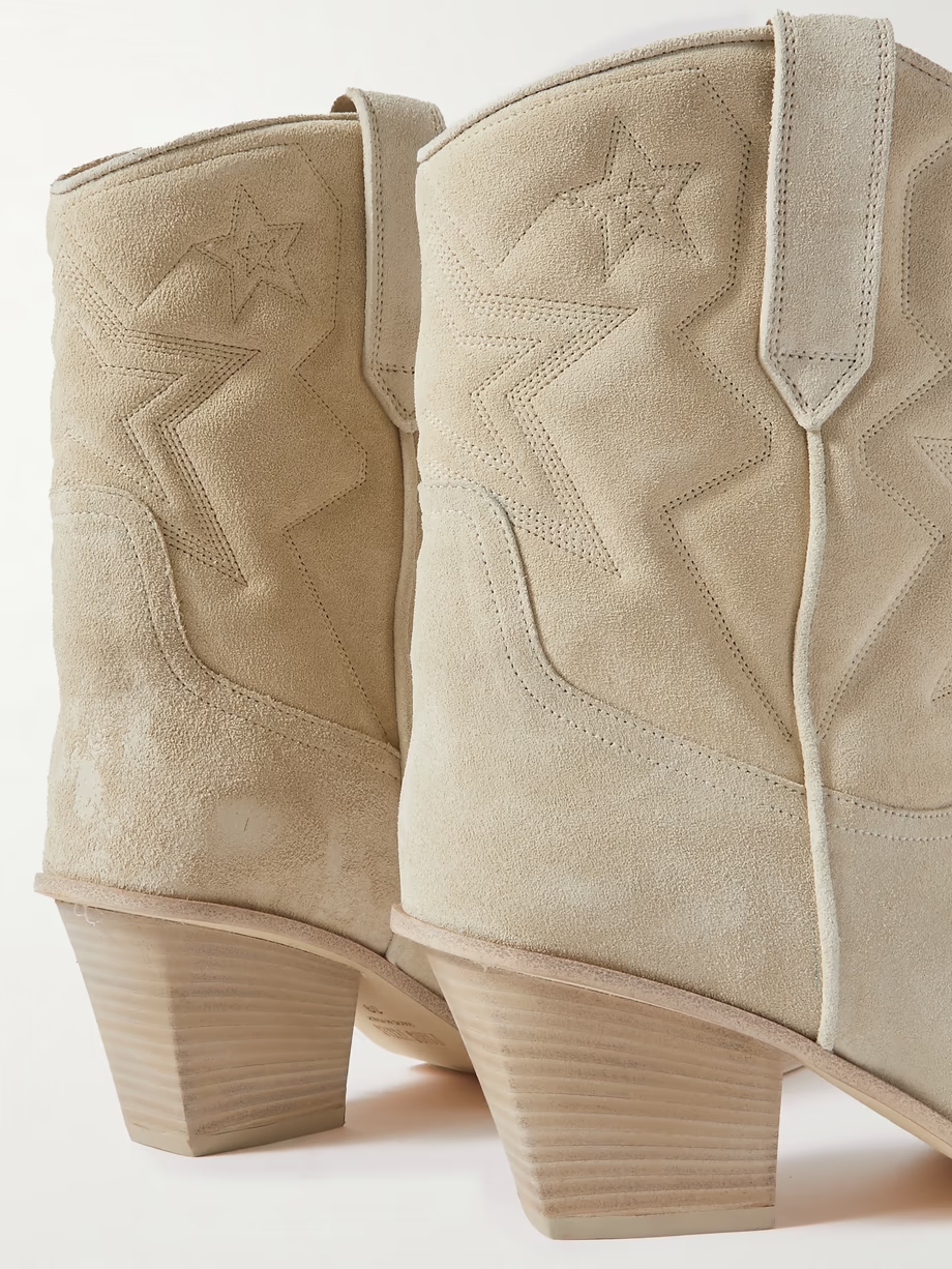 Texas Star embroidered debossed suede ankle boots Texas Star embroidered debossed suede ankle boots