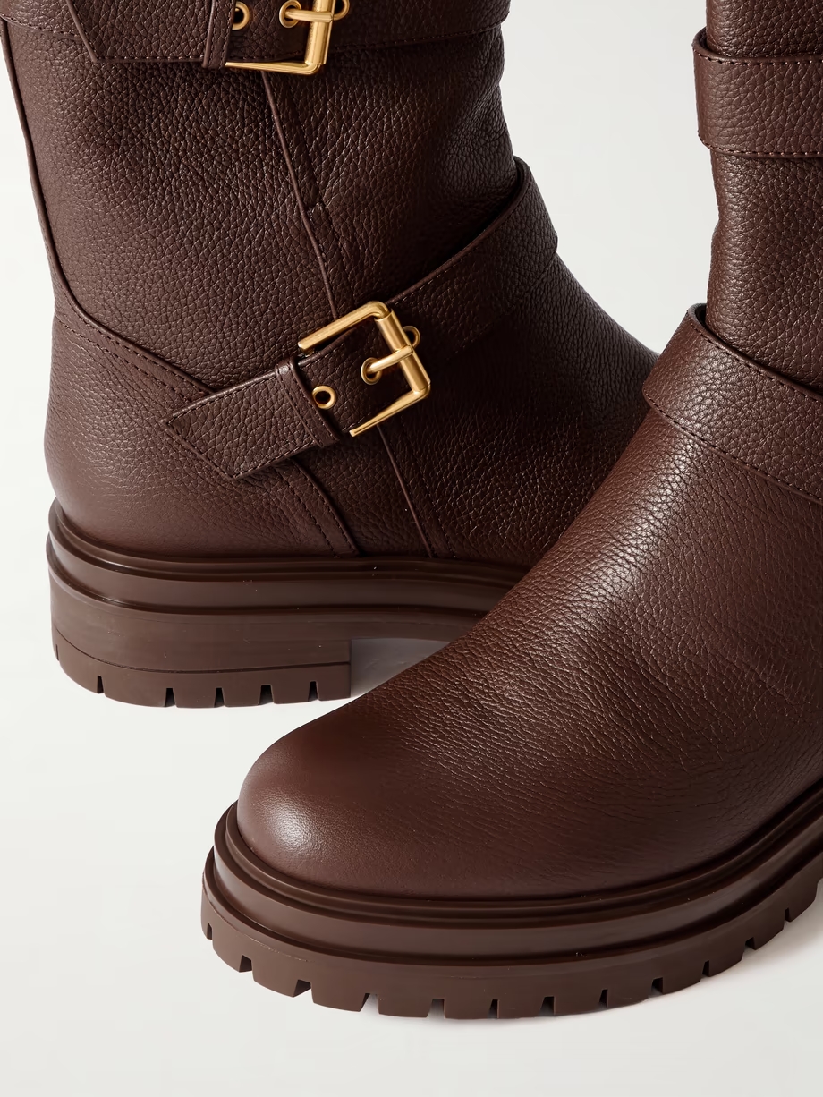 Thiago Flair buckled textured-leather boots Thiago Flair buckled textured-leather boots