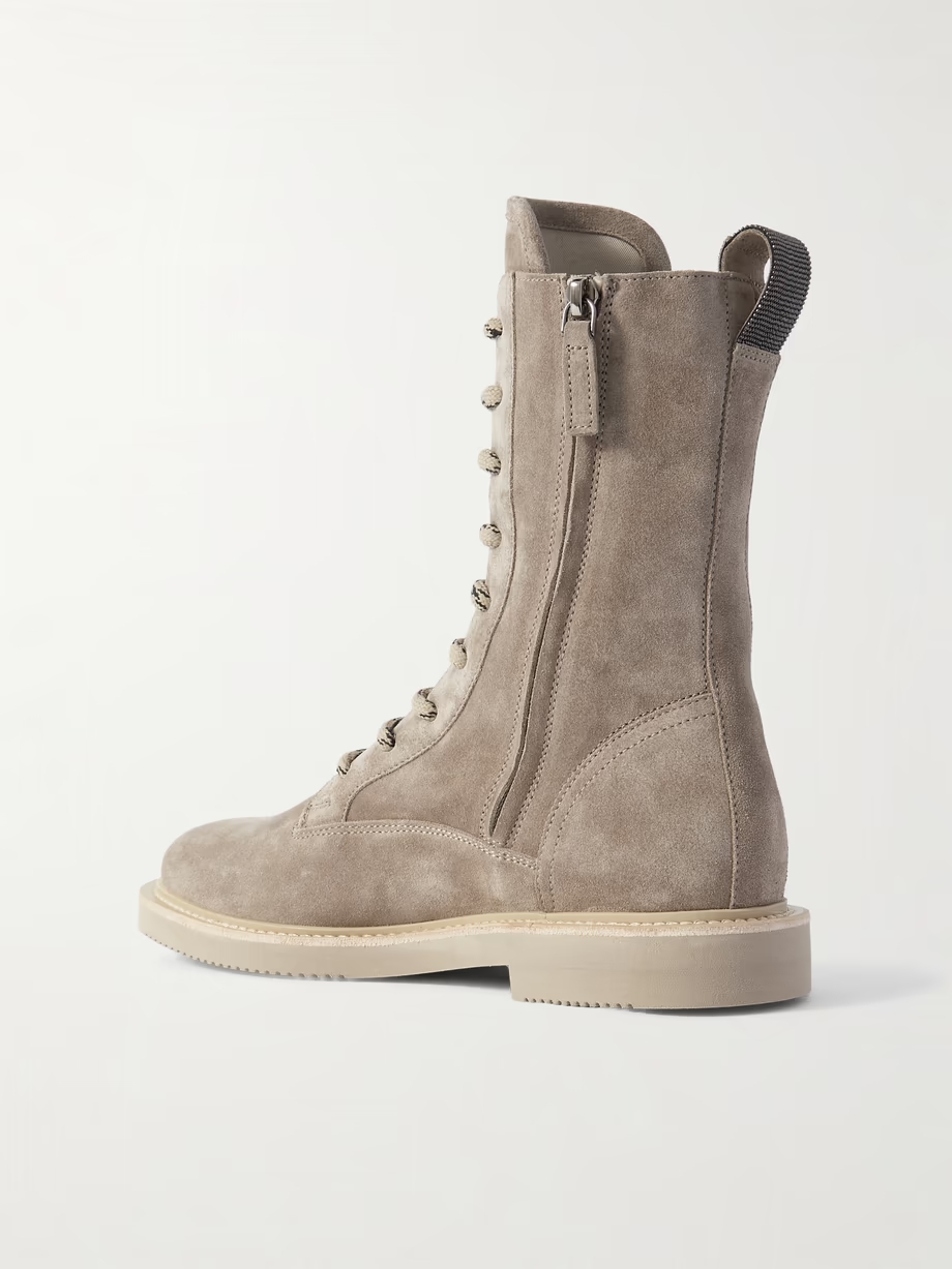 Bead-embellished suede ankle boots Bead-embellished suede ankle boots