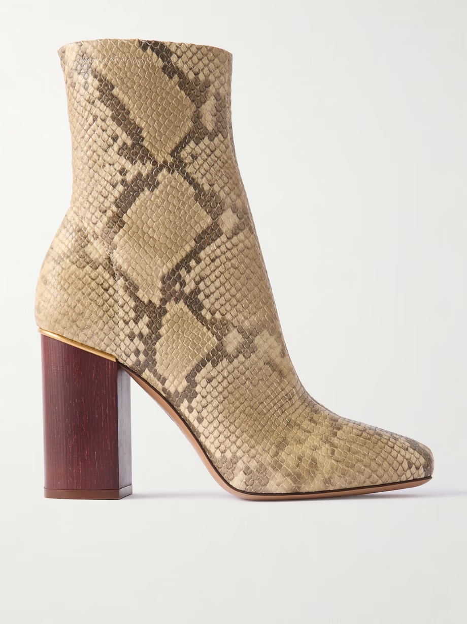 Ambre snake-effect leather ankle boots Ambre snake-effect leather ankle boots