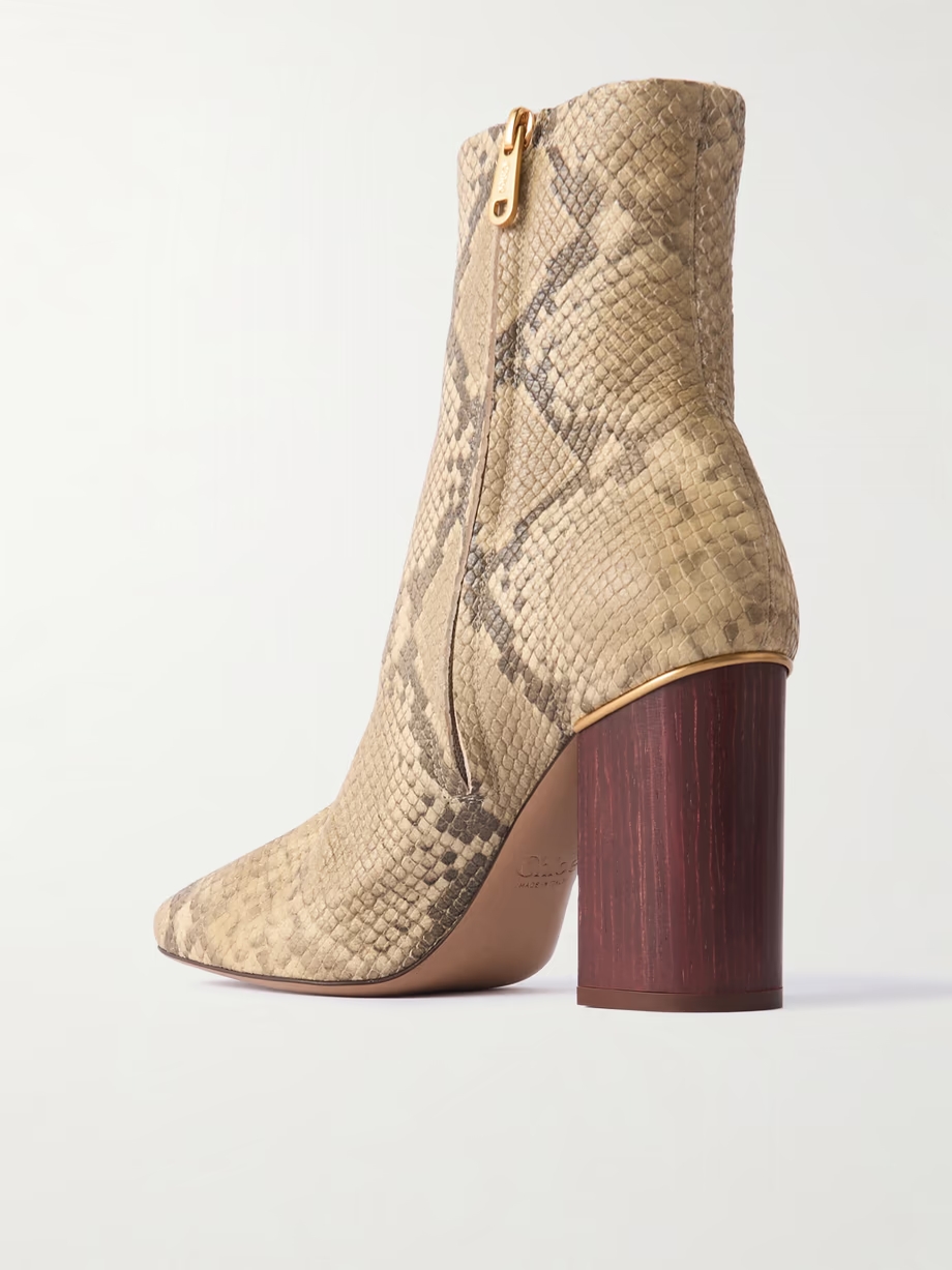 Ambre snake-effect leather ankle boots Ambre snake-effect leather ankle boots