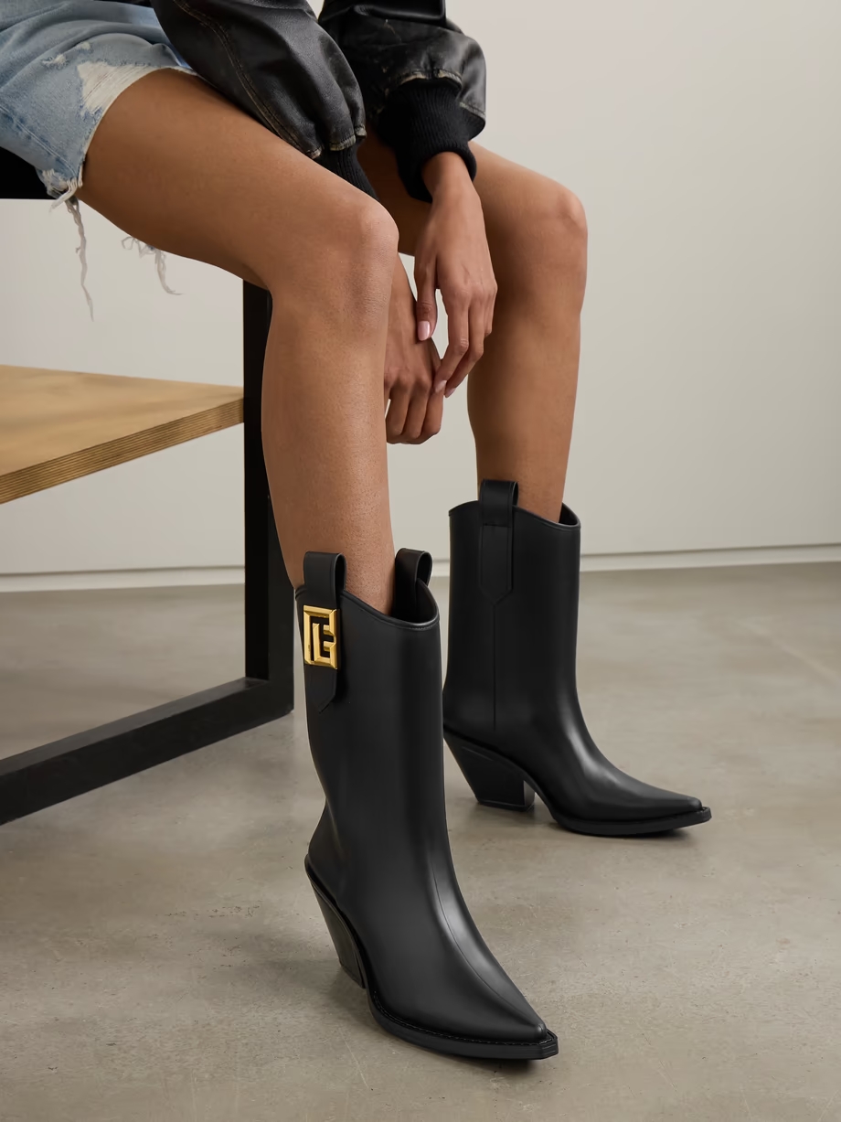 Tess leather-trimmed rubber ankle boots Tess leather-trimmed rubber ankle boots