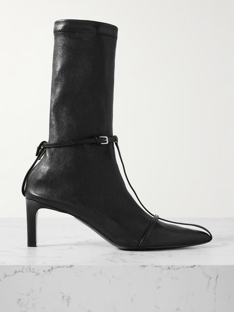 Embellished textured-leather sock boots Embellished textured-leather sock boots